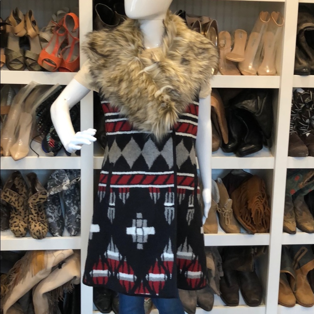 Tasha Polizzi Long Sweater Faux Fur Vest💋